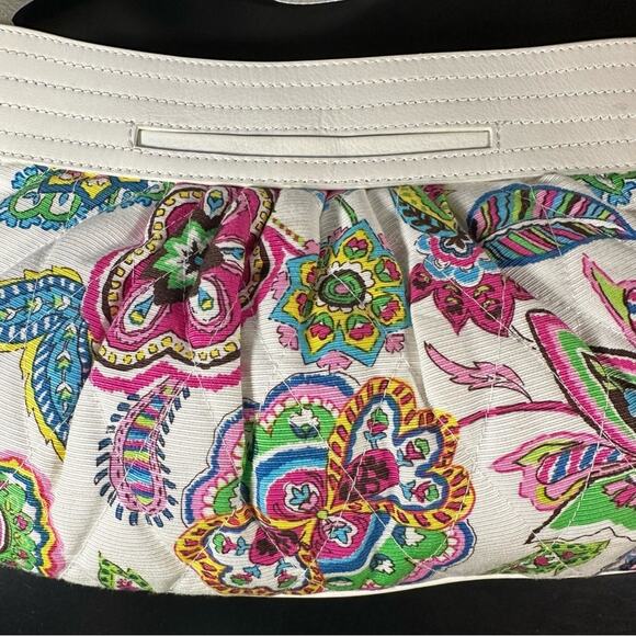 Vera Bradley Palm Beach Gardens Perfect Shoulder Bag Spring Purse Silk Cotton - Picture 3 of 5